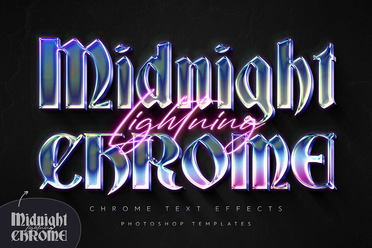Iridescent Gothic Chrome Text Effect, a Layer Style Add-On by Andrew Skoch Design (Photo 5 of 8)