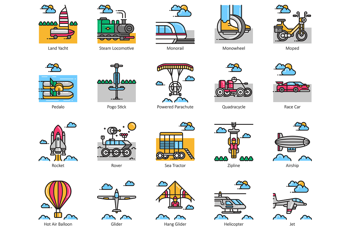 80 Transportation Icons | Aesthetic, an Outline Icon by Flat Icons (Photo 5 of 8)