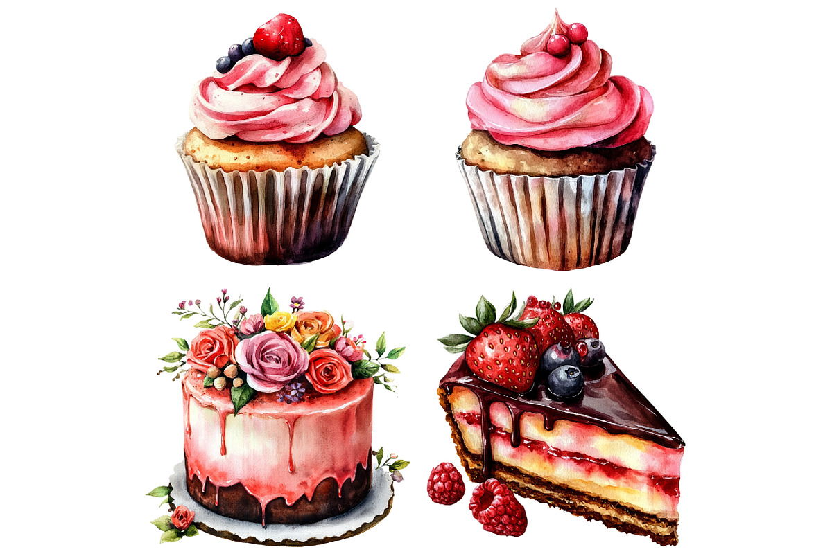 Watercolor Bakery Clipart, an Illustration by Craft Nest (Photo 8 of 8)
