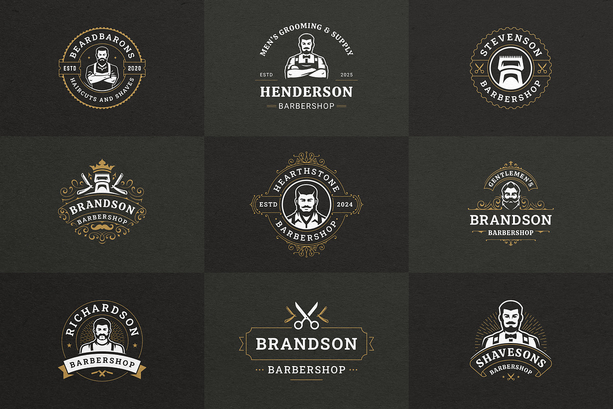 27 Barbershop Logotypes, a Branding & Logo Template by Vasya Kobelev (Photo 7 of 10)