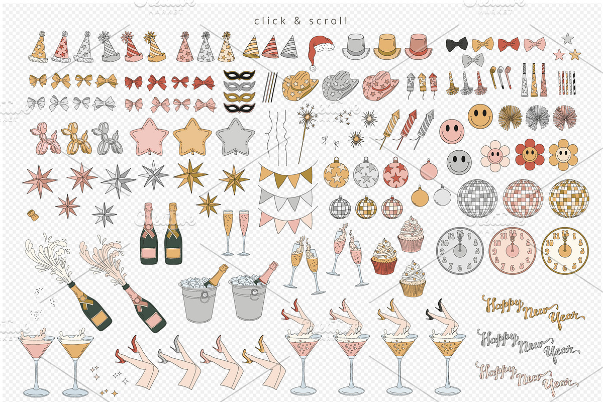 Retro Groovy New Year Party, a Decorative Illustration by @olga.angelloz (Photo 2 of 2)