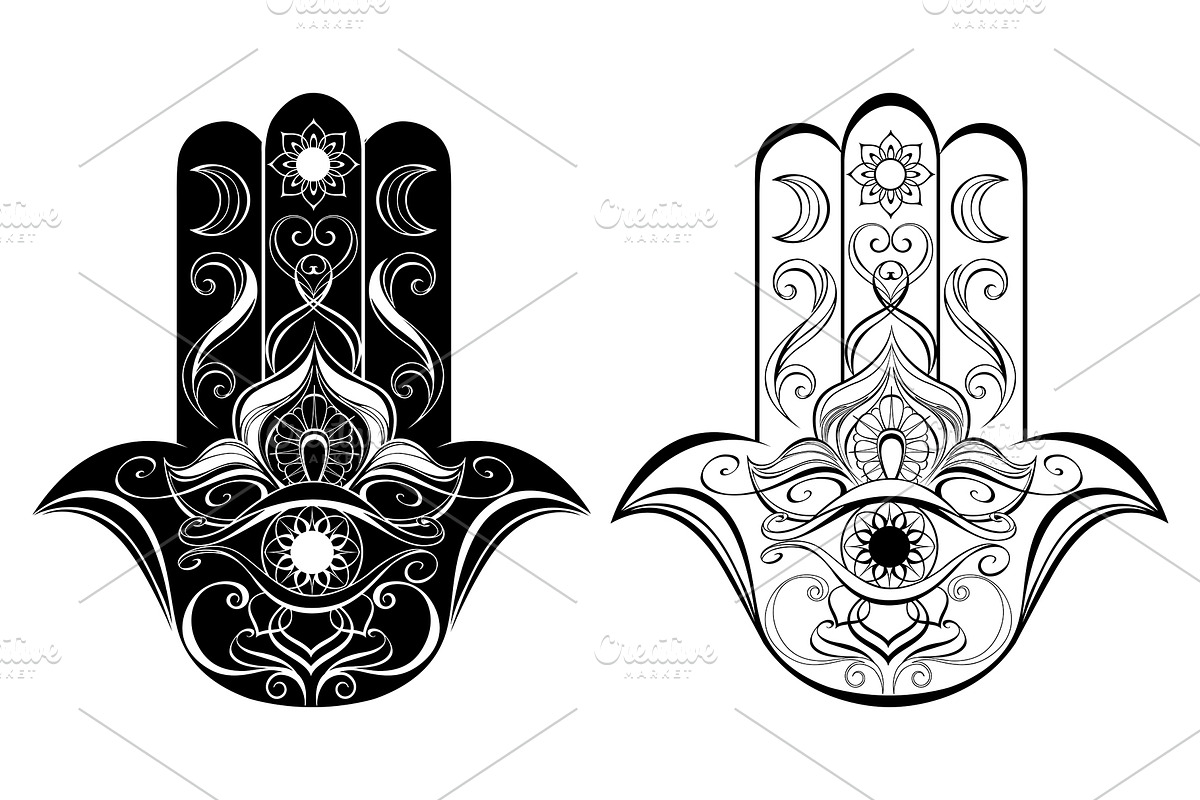 Contoured Hand Hamsa, an Illustration by blackmoon9