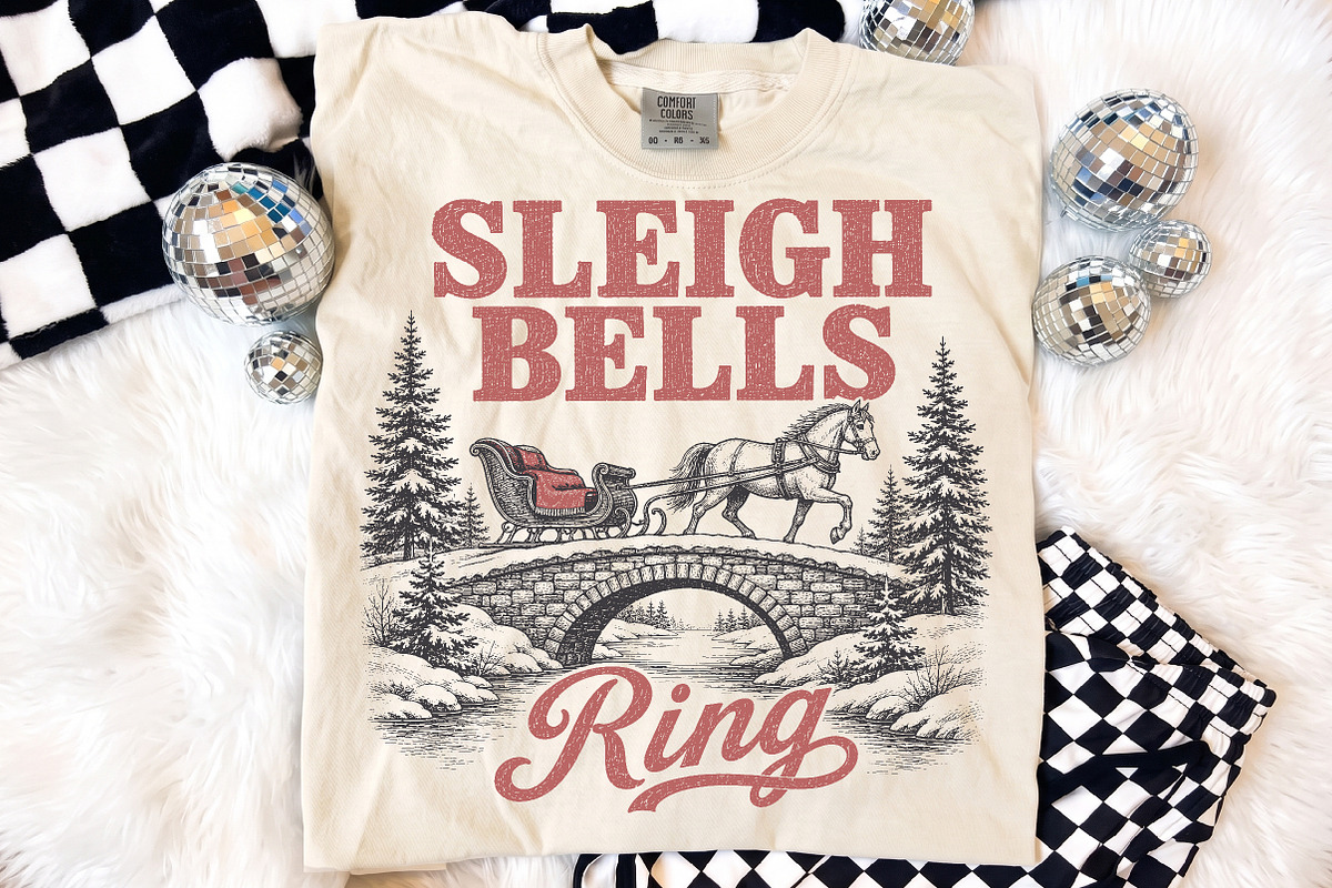 Vintage Sleigh Bells Ring Christmas, a Seasonal Illustration by Libby Wishes (Photo 4 of 4)