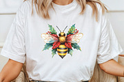 Watercolor Cute Christmas Bee PNG, a Work Illustration by CraftArtStudio (Thumbnail 4 of 6)