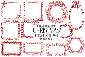 Doodle Christmas Frame SVG PNG Bundl, an Illustration by Daily.Designs