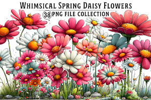 Whimsical Spring Daisy Flowers Clipa, an Illustration by Dream Creation