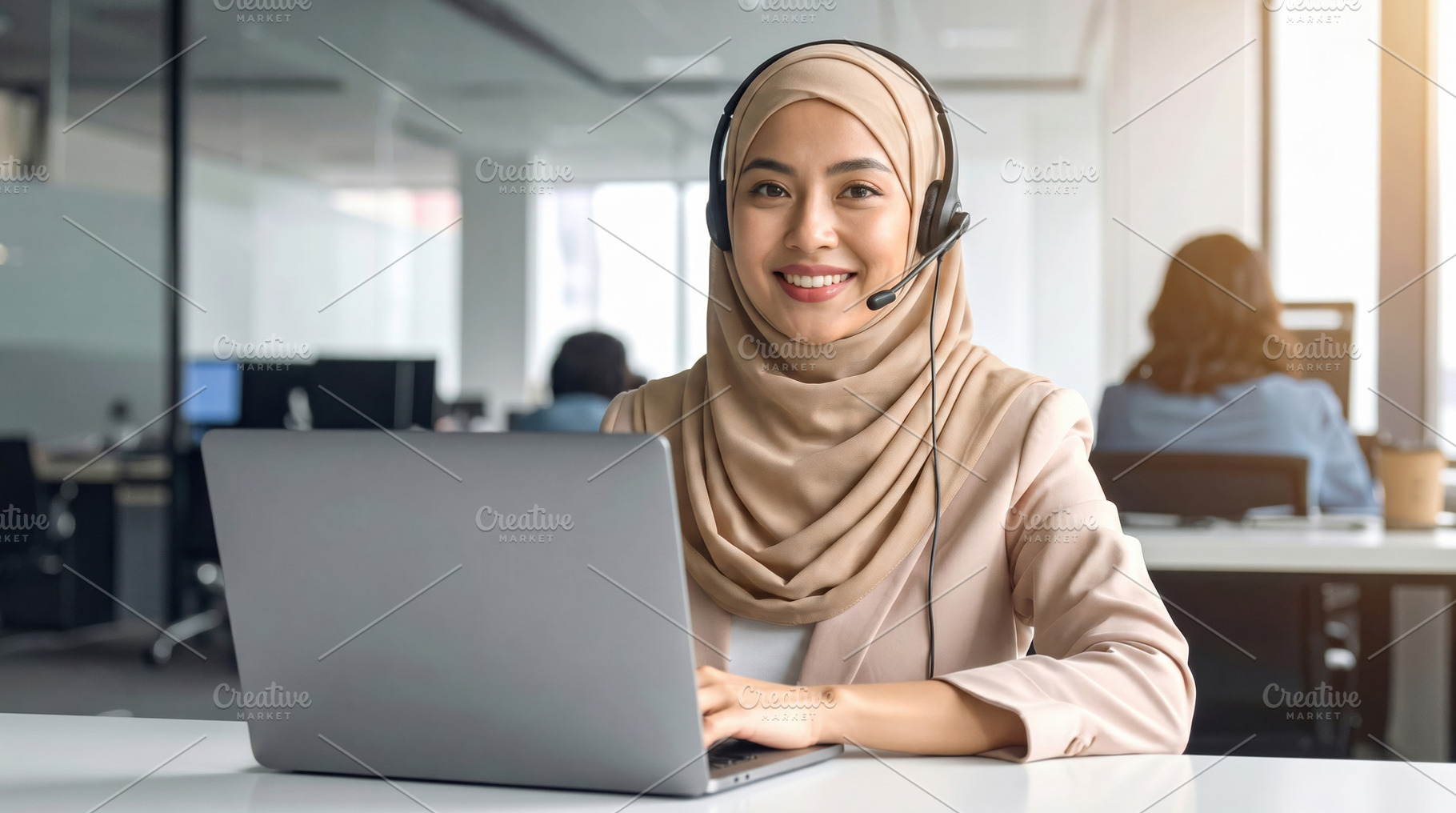 Smiling Customer Support Agent At Laptop, a Business Photo by Davizro's Market
