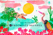 Procreate Summer Watercolor Brushes, a Brush Add-On by Neon Wild (Thumbnail 1 of 13)