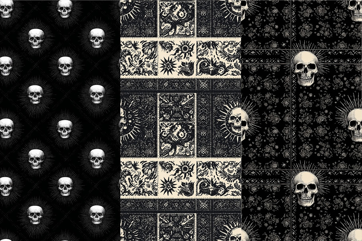 12 Dead Bandana Seamless Patterns, a Pattern Graphic by Inknfolly (Photo 3 of 7)