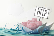 Pink piggy bank floating on board featuring help, piggy bank, and economy, a Business Photo by Natalia Kostikova (Thumbnail 1 of 2)