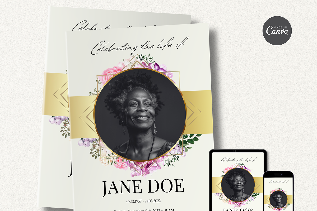 Funeral Program Template I Canva, an Invitation Template by The Social Stuff (Photo 2 of 10)