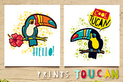 Tropical toucan prints on a t-shirt., an Animal Illustration by KundolaArt (Thumbnail 2 of 3)