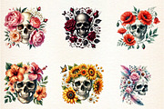 Skull Floral Sublimation Clipart Bun, an Illustration by DreamArtGraphic (Thumbnail 4 of 5)
