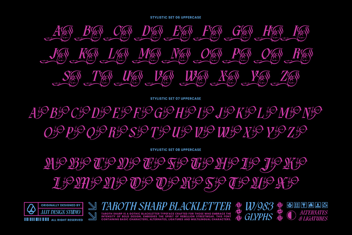 Taroth Sharp Typeface, a Blackletter Font by alit design (Photo 11 of 17)