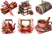 Watercolor Red Autumn Cottage PNG, an Illustration by Designking (Thumbnail 2 of 4)