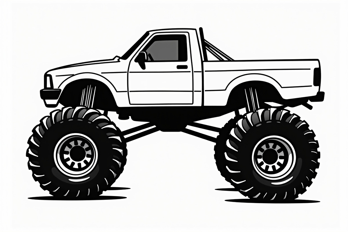 Big Wheel Truck Line Drawing, an Illustration by musafir_fashion (Photo 4 of 9)