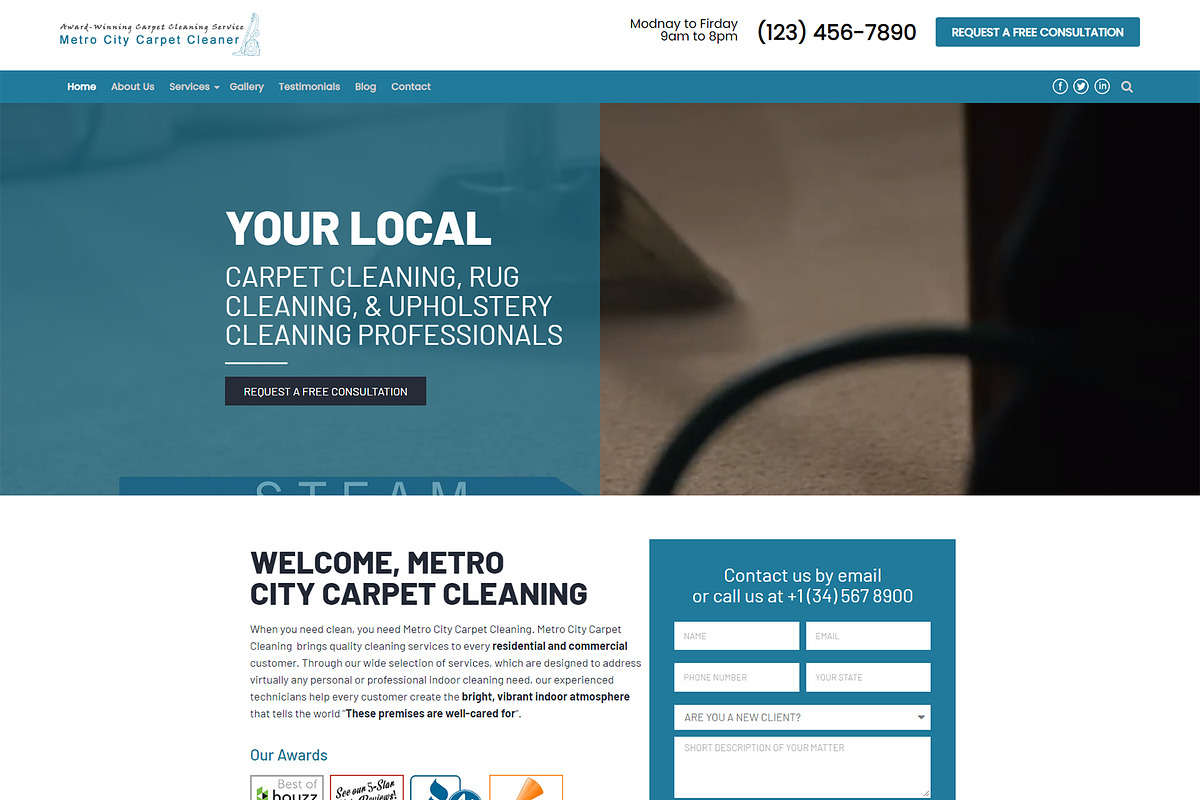 Carpet Cleaning WordPress Theme : Carpet Cleaning Website Template