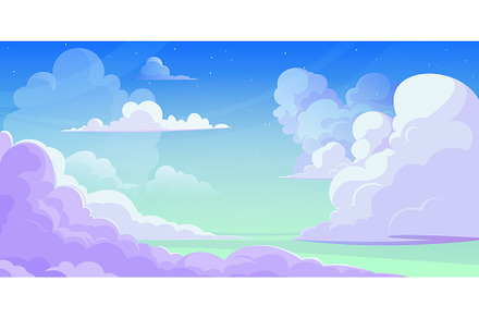 Anime style sky with clouds, an Illustration by art PVP - market