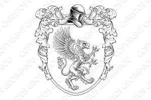 Griffin Gryphon Coat of Arms Crest, an Animal Illustration by Christos Georghiou