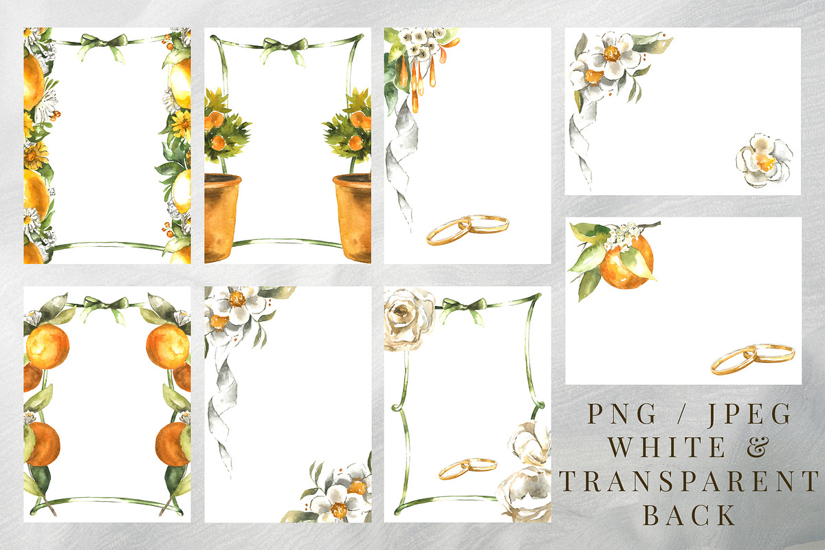 Romantic Orange Watercolor Set, a Decorative Illustration by foxsong (Photo 7 of 12)