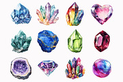 Watercolor Crystals Gemstones Clipar, an Illustration by Design Market (Thumbnail 2 of 4)