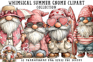 Whimsical Summer Gnome Clipart, an Illustration by OK Design