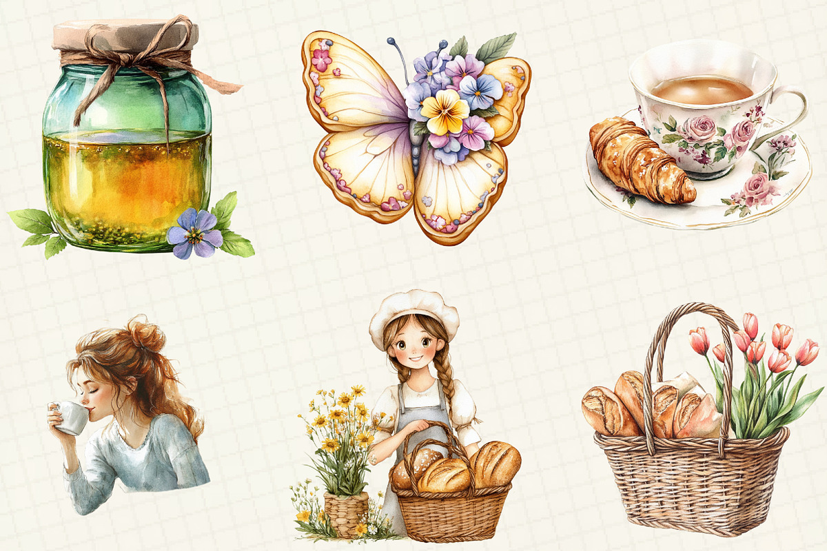 Vintage Spring Bakery Clipart, an Illustration by OK Design (Photo 3 of 4)
