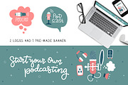 Podcast – vector cliparts set, an Object Illustration by Lana Sham (Thumbnail 6 of 13)