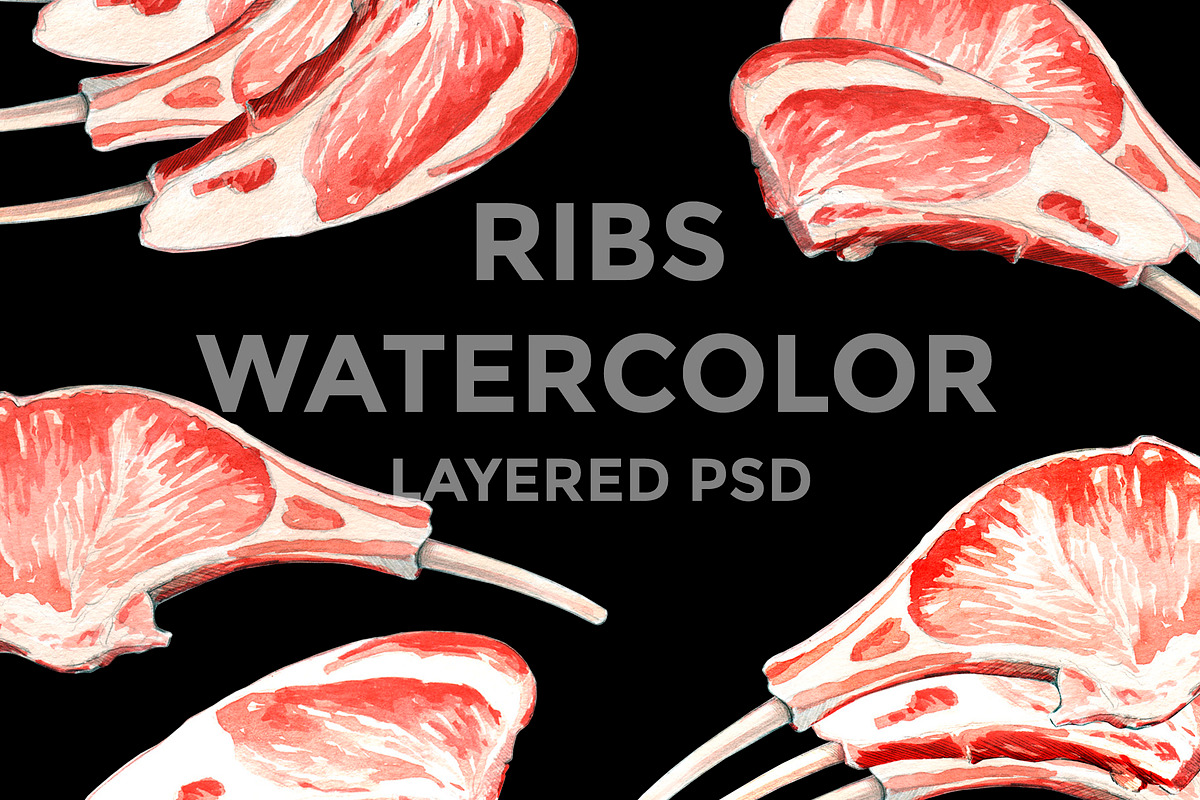 Ribs Watercolor illustrations, a Food Illustration by wedraw (Photo 1 of 5)