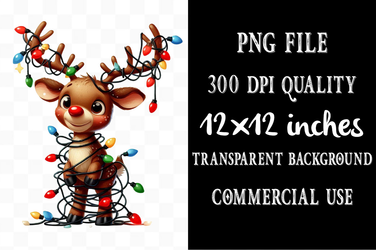 Christmas Funny Reindeer Clipart, an Illustration by Designking (Photo 4 of 5)