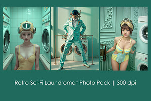 Retro Sci-Fi Laundromat Photo Pack, a Person Illustration by StockVerse Creative