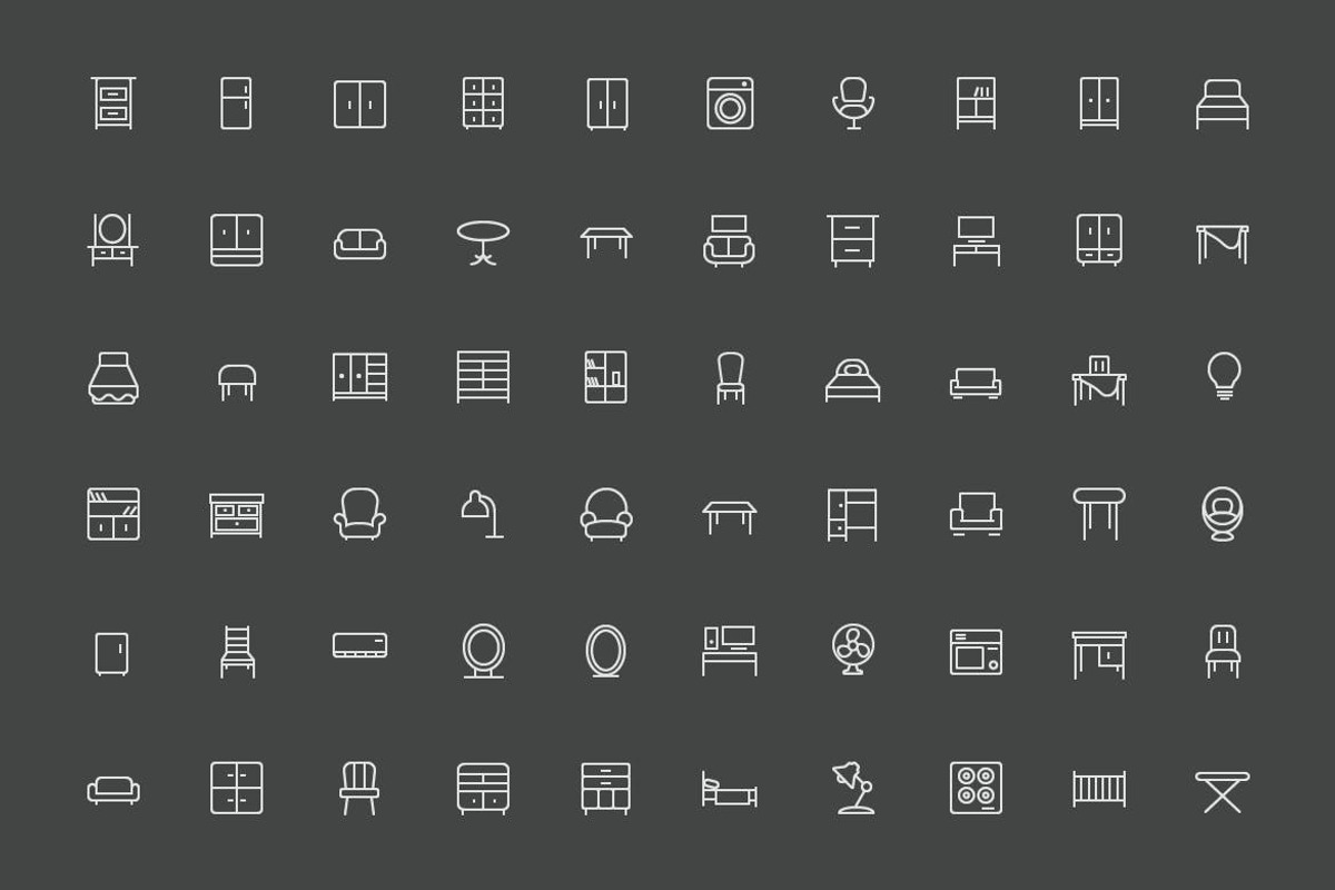 100 Furniture Home Appliances Icons, an Outline Icon by FlatLineIcons (Photo 2 of 3)