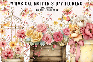 Whimsical Mother's Day Flowers Clipa, an Illustration by CreationArt