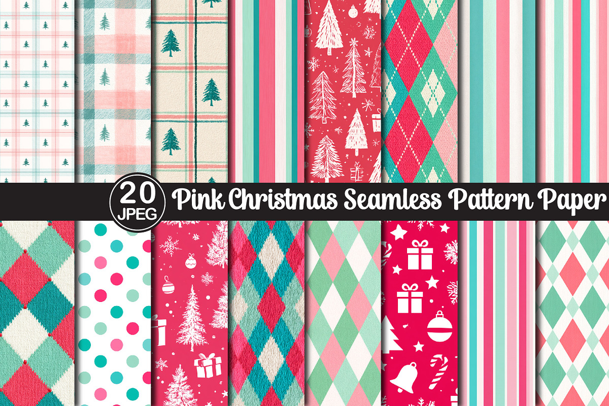 Pink Christmas Seamless Pattern, a Pattern Graphic by Black Bird Studio (Photo 1 of 6)