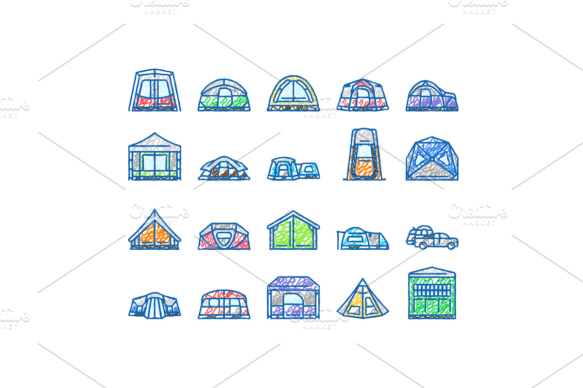 tent vacation travel tourism icons, an Object Illustration by pikepicture
