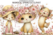 Whimsical Spring Cat Clipart Png, an Illustration by designcity5 (Thumbnail 1 of 5)