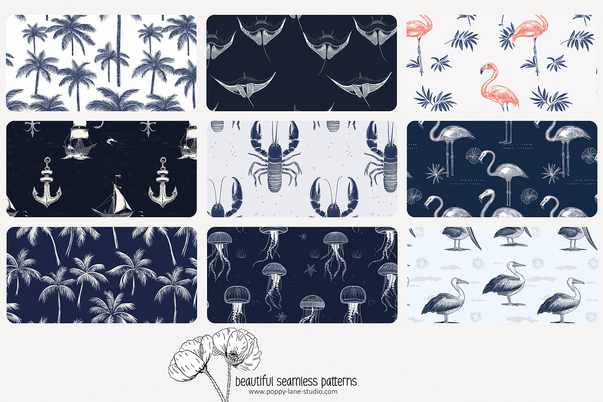 70 dark blue marine seamless pattern, a Pattern Graphic by Poppy Lane ...