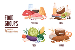 Food groups or macronutrients set, a Food Illustration by Good Studio