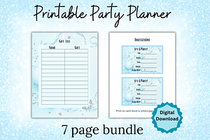 Blue Printable Party Planner PNG