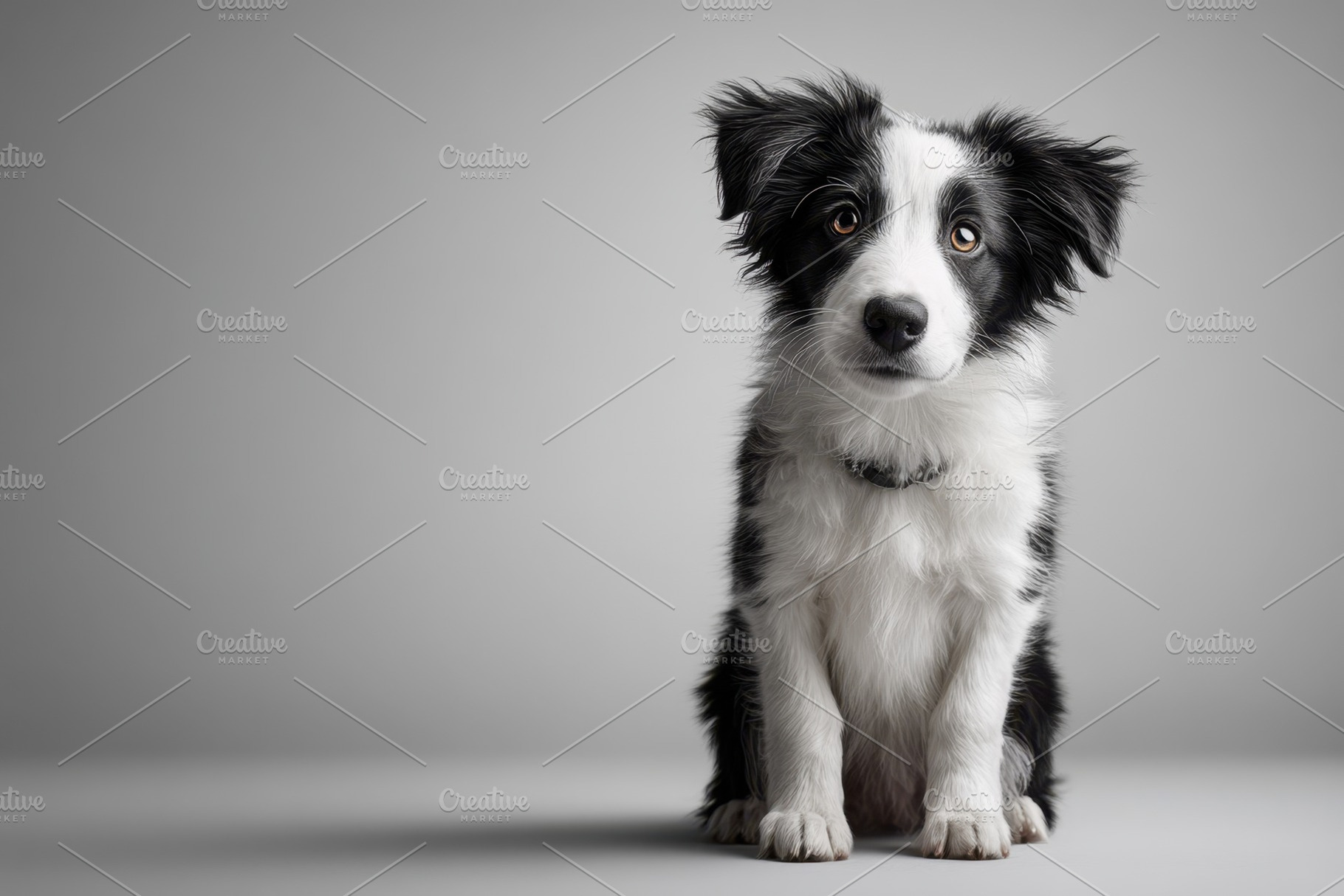 Cute dog portrait on grey background, an Animal Photo by AlyaAnd