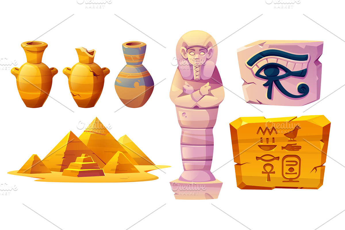 Ancient Egyptian decorative elements, an Illustration by art PVP - market
