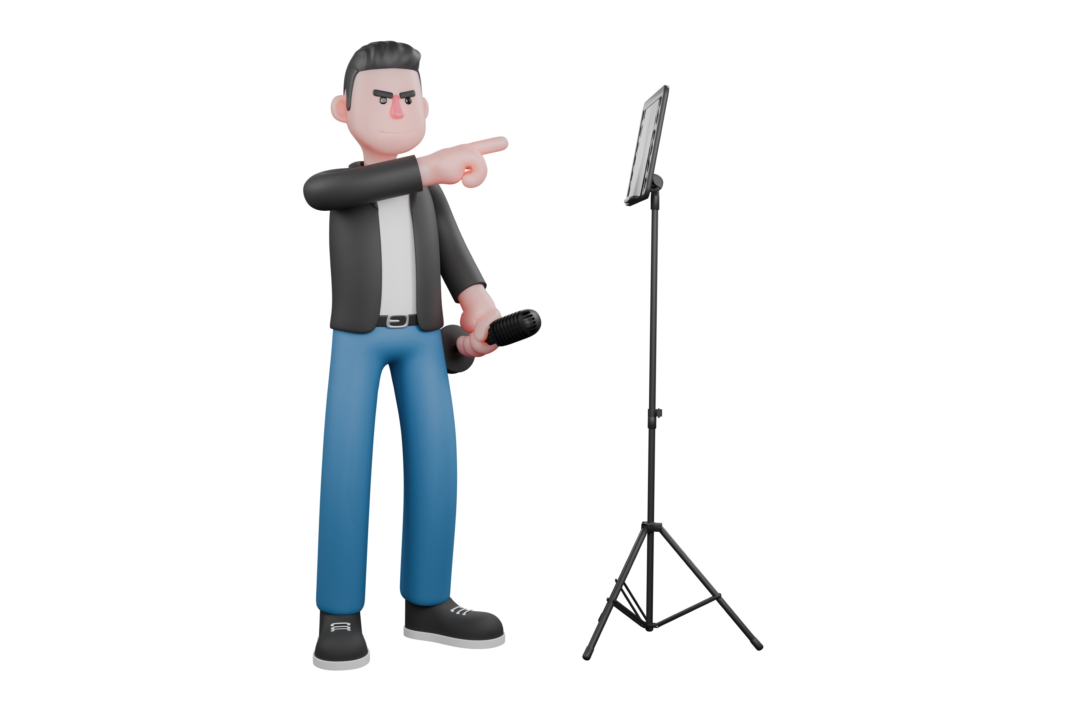 musician stand while point to lyrics, a Person Photo by overlaytemplates