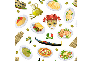 Vector Cartoon Italian Cuisine