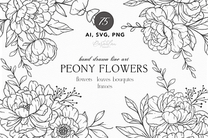 Peony Line Art, an Object Illustration by CaraulanStore
