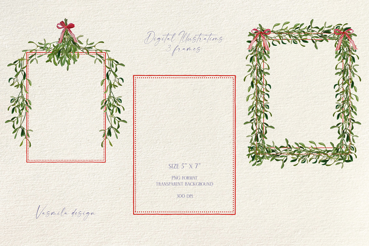 Christmas mistletoe clipart, a Seasonal Illustration by Vasmila (Photo 2 of 6)