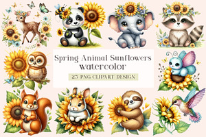 Spring Animal Sunflowers Sublimation, an Animal Illustration by DreamArtGraphic