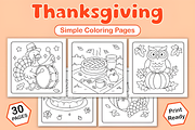 Thanksgiving Simple Coloring Pages, a Seasonal Illustration by Coco Bloom (Thumbnail 1 of 4)