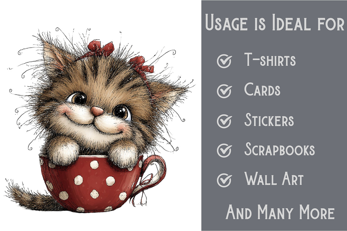 Cute Cat Clipart Bundle, an Illustration by Pixels.Craft (Photo 3 of 6)