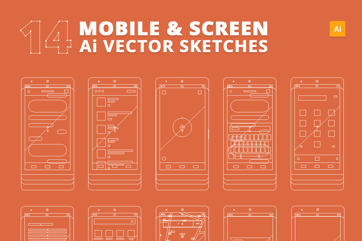14 Ai Mobile & Screen Sketches, a Product Mockup by Makoto (Photo 3 of 5)