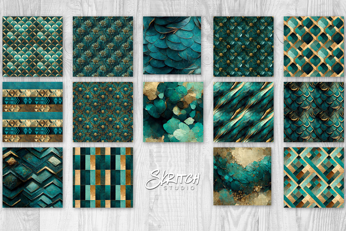 Super Luxe Teal and Gold Textures, a Texture Graphic by Skritch Studio (Photo 2 of 6)